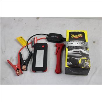 Aisin Water Pump, Meguiar's Ultimate Liquid Wax, Ready America Glass Break Tool, And Vector Battery Booster With Cables