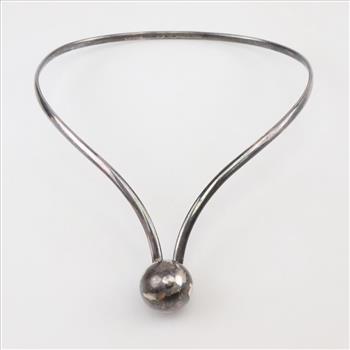 Alton Sweden Sterling Silver Modernist Ball End Neck Ring