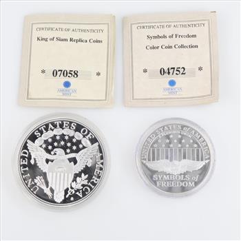 American Mint US Commemorative Proof Coin Set With COA, 5 Pieces