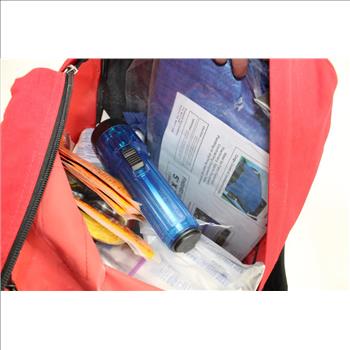 American Red Cross First Aid Kit, Ponchos, & More In Red American Cross Kit Backpack; 10+ Pieces