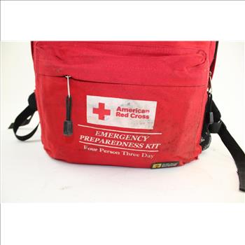 American Red Cross First Aid Kit, Ponchos, & More In Red American Cross Kit Backpack; 10+ Pieces