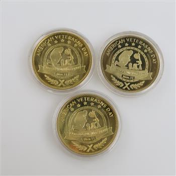 American Veterasns Day Commemorative Tokens, 3 Pieces