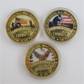 American Veterasns Day Commemorative Tokens, 3 Pieces