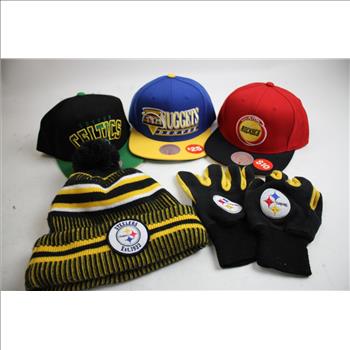 AND1 Large Shorts, XL Hoodie, Sports Hats, Steelers Gloves And Beanie, 7 Pieces
