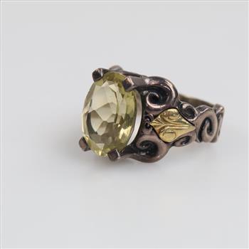 Ann King Sterling Silver Gold Accent Yellow Stone Ring