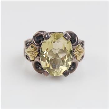 Ann King Sterling Silver Gold Accent Yellow Stone Ring