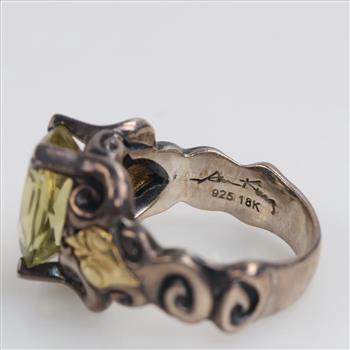 Ann King Sterling Silver Gold Accent Yellow Stone Ring