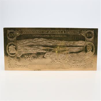 Antigua & Barbuda Gold Plated $100 UNC Foil Note