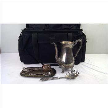 Antique Teapot And Silverware In 5.11 Tactical Bag