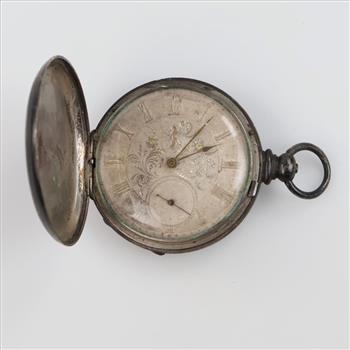 Antique Tobios Coin Silver Pocket Watch
