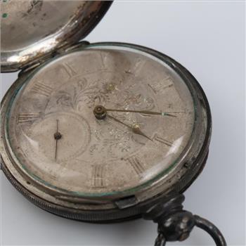 Antique Tobios Coin Silver Pocket Watch