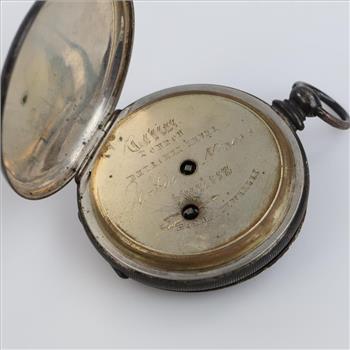 Antique Tobios Coin Silver Pocket Watch
