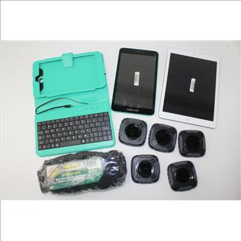 Apple IPad Model A1475, Visual Land Tablet With Keyboard  And 5 Tracfone Unimax U240c