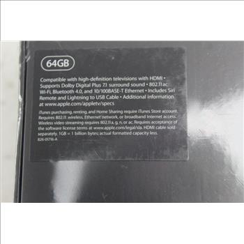 Apple TV 64 GB 4th Generation Model A1625 With Remote - Black