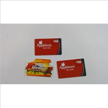 Applebees And Red Robin Gift Cards, 3 Pieces