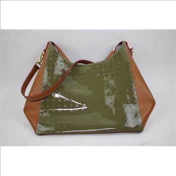 Arcadia Patent Leather Olive/Tan Shoulder Bag