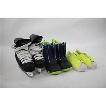 Arctic Shield, Adidas, And More Youth Boots, Sneakers, And Hockey Skates Lot, 4 Pieces