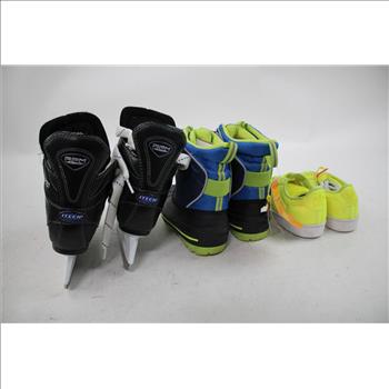 Arctic Shield, Adidas, And More Youth Boots, Sneakers, And Hockey Skates Lot, 4 Pieces