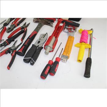 Arrow Ht50p Hammer Tacker, Assorted Pliers, & More In Milwaukee Tool Bag; 7+ Pieces