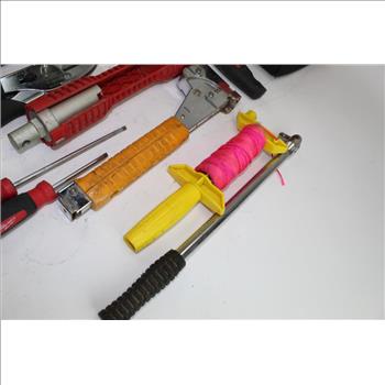 Arrow Ht50p Hammer Tacker, Assorted Pliers, & More In Milwaukee Tool Bag; 7+ Pieces