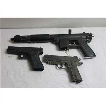 Assorted Airsoft Guns, Sleeved Machete And More