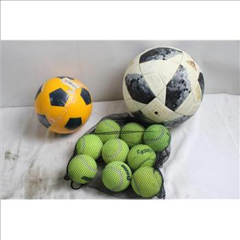 Assorted Balls, Baseball, Tennis And More