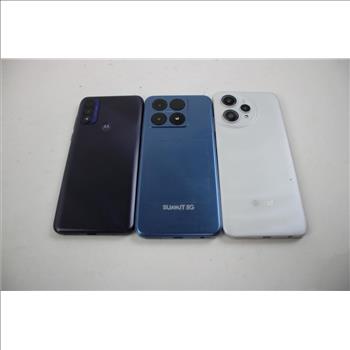 AT&T, Summit 5G, Motorola Cell Phone Lot, 3 Pieces, Sold For Parts