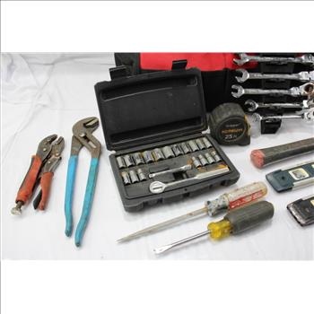 Autocraft Tool Bag Black/Red With Assortment Of Different Tools