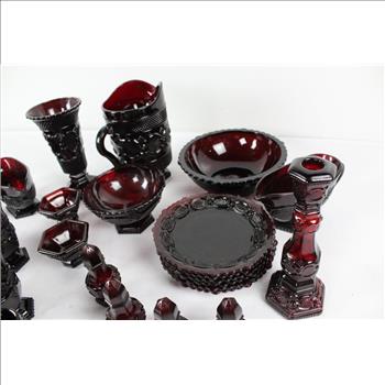 Avon Cape Cod Red Glassware, 31 Items