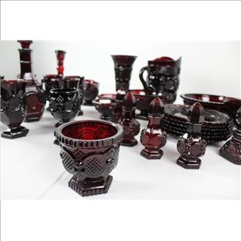 Avon Cape Cod Red Glassware, 31 Items