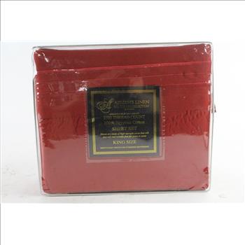 Azizeh's Linen Executive Collection By Dahdoul Egyptian Cotton Sheet Set, King Size