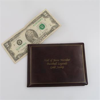 Babe Ruth 1st Day Cover With Foil Stamp And US Federal Reserve Note, 2 Pieces
