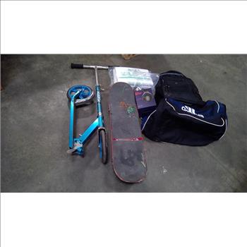 Backpack, Duffle Bag, Scooter, Skateboard, Earmuffs, Headlamp, And More, 7 Pieces