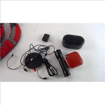 Backpack With Flashlight, Charging Pad, Bluetooth Speakers & More, 5 Pieces