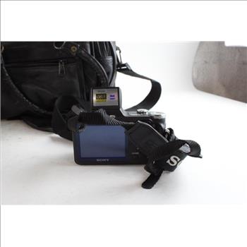 Bag With Sony Cyber-Shot Camera & Camera Lenses/Accessories, 5+ Pieces