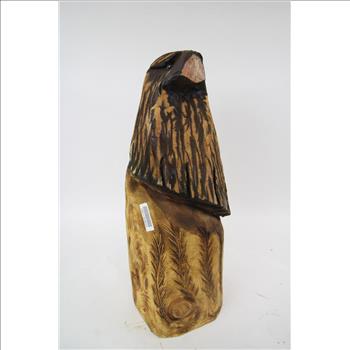 Bald Eagle Bust Carved Wooden Statue