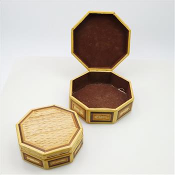 Bamboo Rattan Octagon Nesting Jewelry / Trinket Boxes, Two Boxes