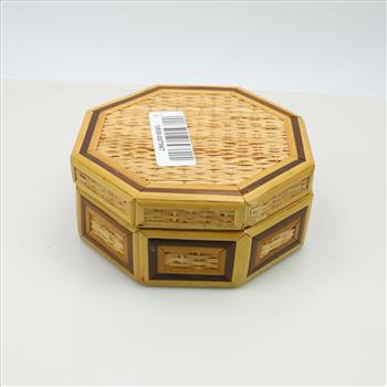 Bamboo Rattan Octagon Nesting Jewelry / Trinket Boxes, Two Boxes