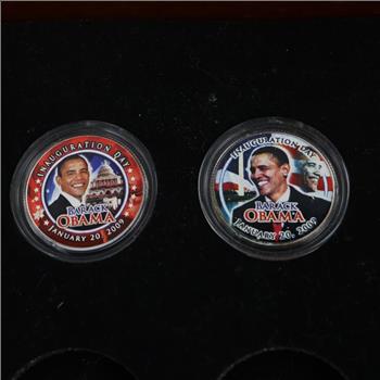 Barack Obama Colorized Statehood Quarter In Case, 2 Coins