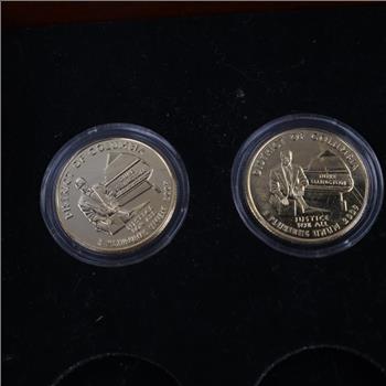 Barack Obama Colorized Statehood Quarter In Case, 2 Coins