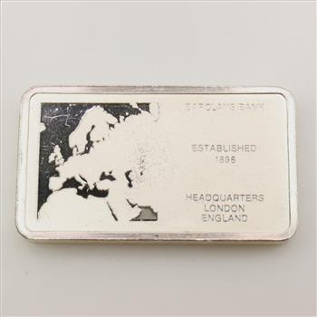Barclays Bank England Proof Silver 1000 Grain Bar