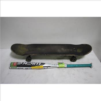 Baseball Bat, Skateboard, And More Lot, 3 Pieces