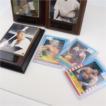 Baseball Plaques And Wrestling Cards