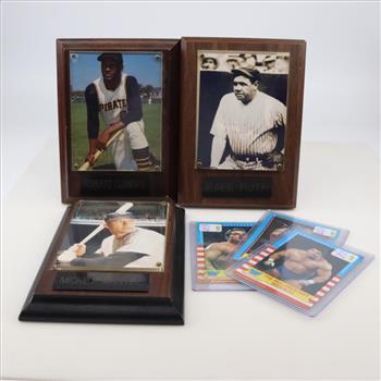 Baseball Plaques And Wrestling Cards