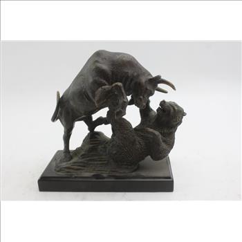 Bear And Bull Fight Statue Figure