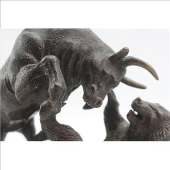 Bear And Bull Fight Statue Figure