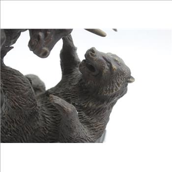 Bear And Bull Fight Statue Figure