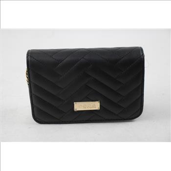 Bebe Black Crossbody Handbag With Black/Gold Chain, And Gold Duck Statues