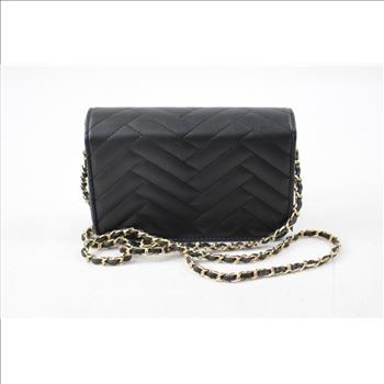 Bebe Black Crossbody Handbag With Black/Gold Chain, And Gold Duck Statues