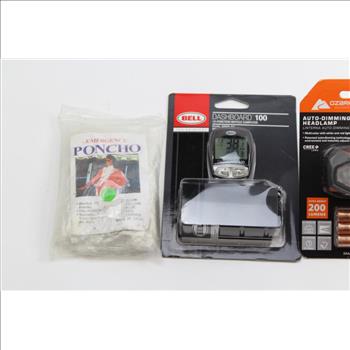 Bell Dashboard 100 Bicycle Computer, Headlamps, & Rain Poncho; 4 Pieces